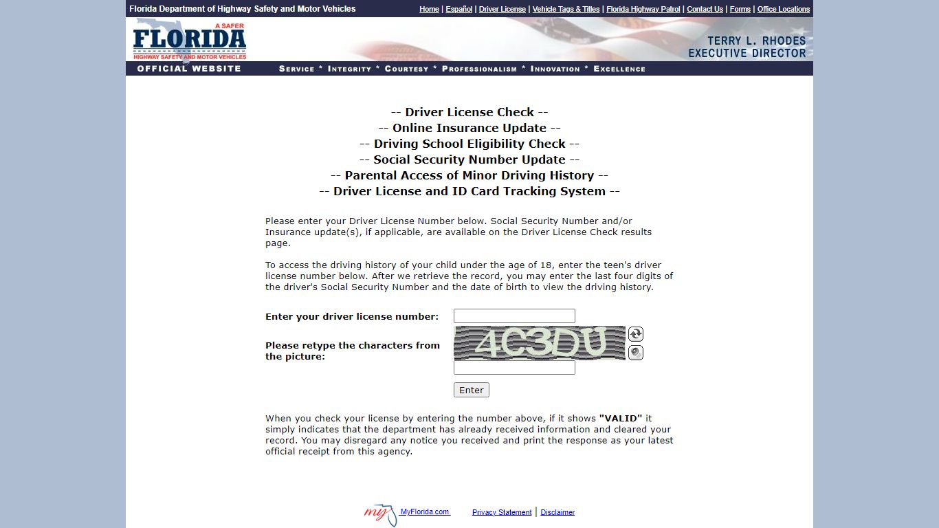 Driver License Check - Florida Department of Highway Safety and Motor ...